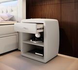 Designer Nachttisch Tavira mit USB (Kunstleder) - Luxusbetten24