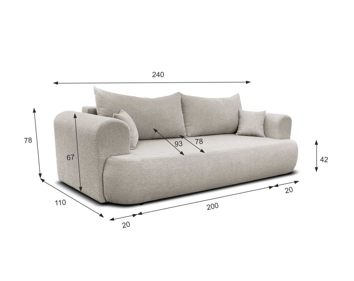 Designer Sofa Baron mit Schlaffunktion und Stauraum - Luxusbetten24