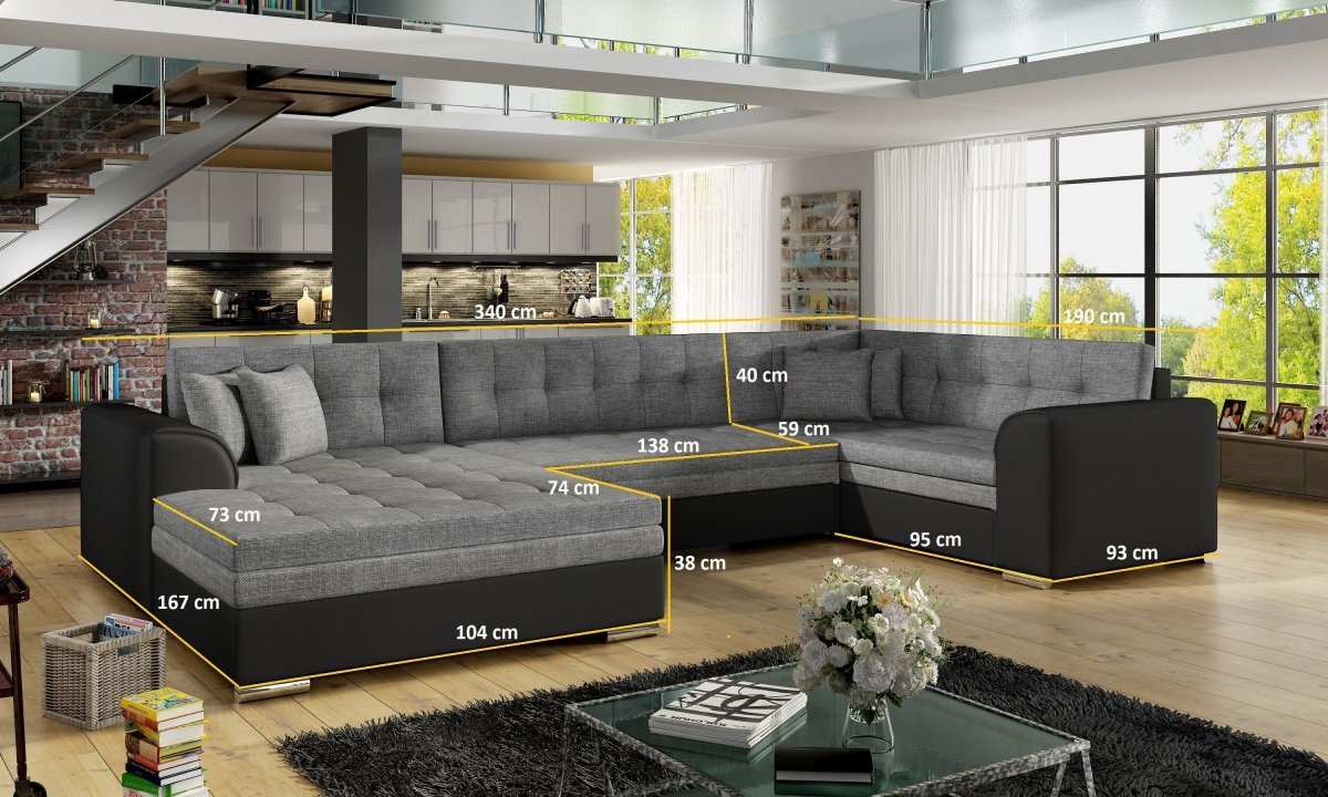 Designer Sofa Damario mit Schlaffunktion - Luxusbetten24