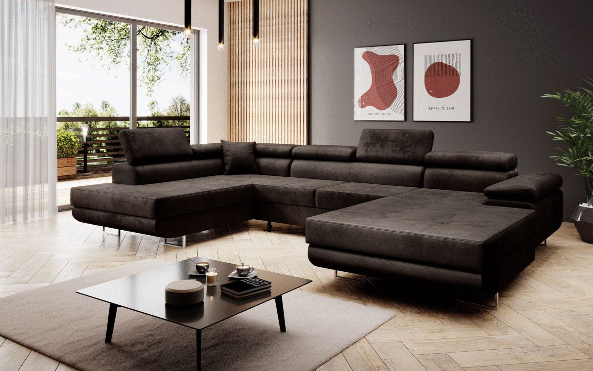 Designer Sofa Lago mit Schlaf - und Klappfunktion (Samt) - Luxusbetten24